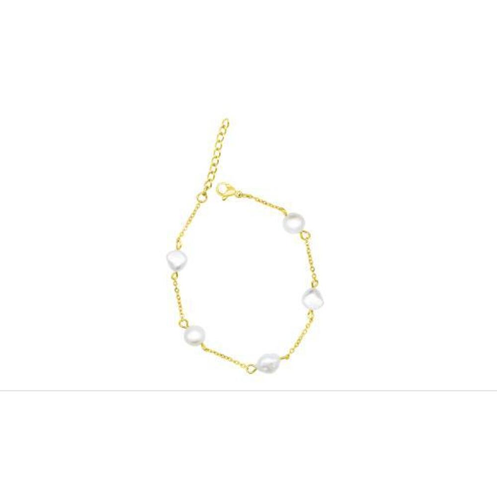 Tarnish Resistant 14K Gold Plated Adjustable Freshwater Pearl Bracelet #139